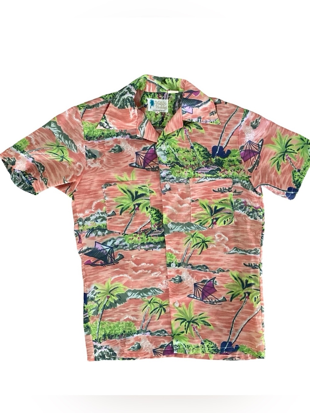 Vintage 70s Waikiki Holiday Tropical Hawaiian Shirt Size Small